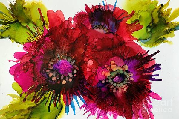 Alcohol Ink Art Print featuring the painting Cluster by Beth Kluth