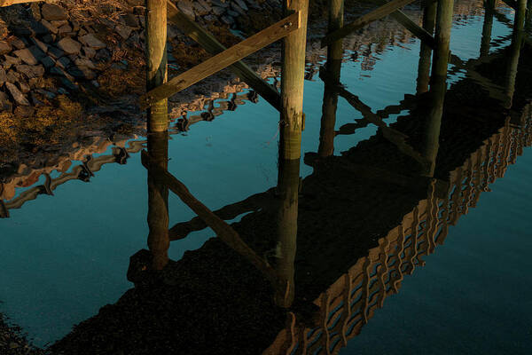 Pilings Art Print featuring the photograph Coastal Reflections by Vicky Edgerly