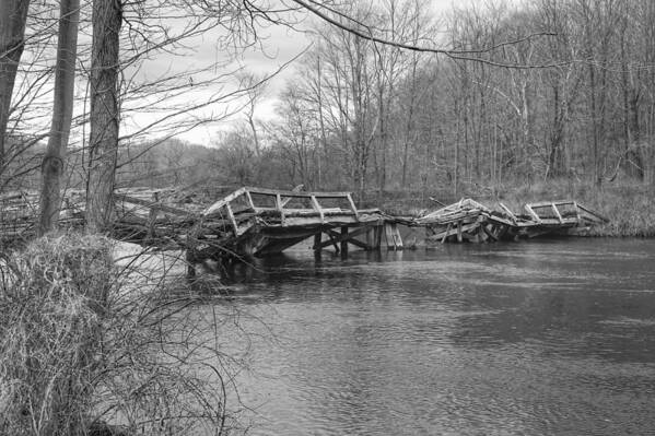 Waterloo Village Art Print featuring the photograph Collapsed Bridge at Waterloo Village by Christopher Lotito