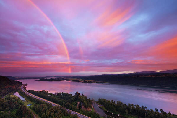 Scenics Art Print featuring the photograph Columbia River Gorge Rainbow by Jesse Estes