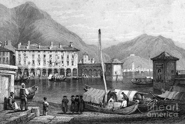 Engraving Art Print featuring the drawing Como And Lake Como, Lombardy, Italy by Print Collector