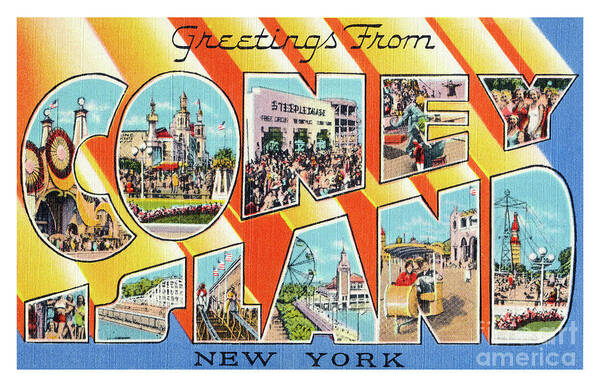 Coney Island Art Print featuring the photograph Coney Island Greetings - Version 1 by Mark Miller