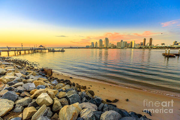 San Diego Art Print featuring the photograph Coronado Pier sunset by Benny Marty
