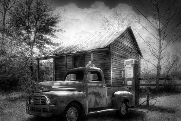 Black Art Print featuring the photograph Country Olden Days Black and White by Debra and Dave Vanderlaan