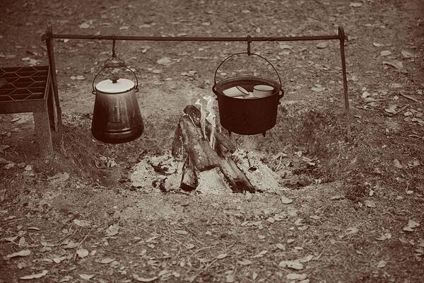 Sepia Art Print featuring the photograph Cowboy Camp by T Lynn Dodsworth