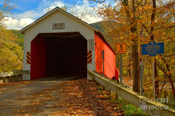 Eagleville Covered Bridge Art Print featuring the photograph Crossing The Battenkill River by Adam Jewell