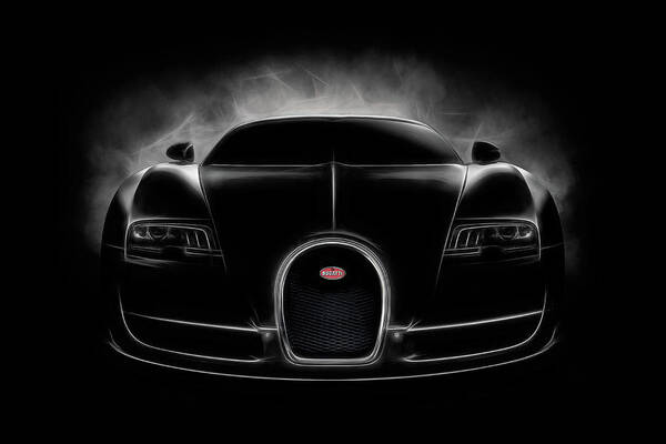 Bugatti Art Print featuring the digital art Bugatti Veyron Vitesse in Black by Douglas Pittman