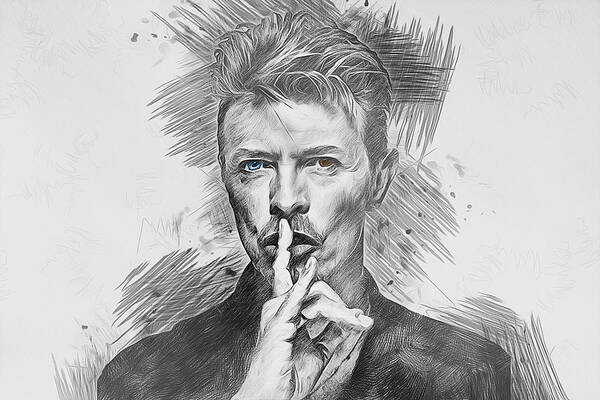 Wall Art Art Print featuring the drawing David Bowie. by Ian Mitchell