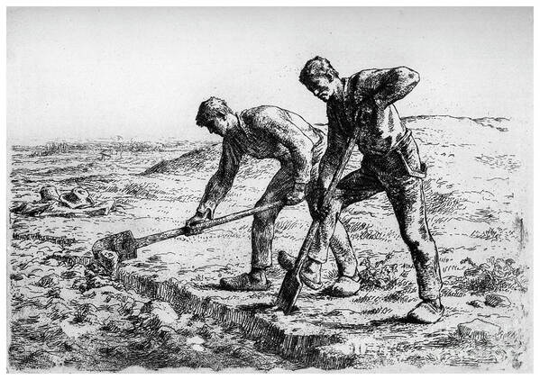 Working Art Print featuring the drawing Diggers, C1835-1875 1924. Artist Jean by Print Collector