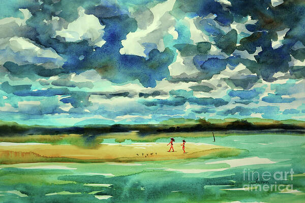 Beach Watercolors Painting Art Print featuring the painting Disappearing Island afternoon 2018 by Julianne Felton