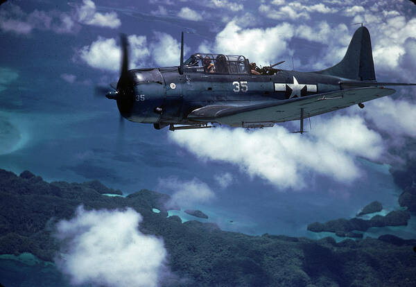 12/16/05 Art Print featuring the photograph Douglas SBD Dauntless In Flight by J.R. Eyerman