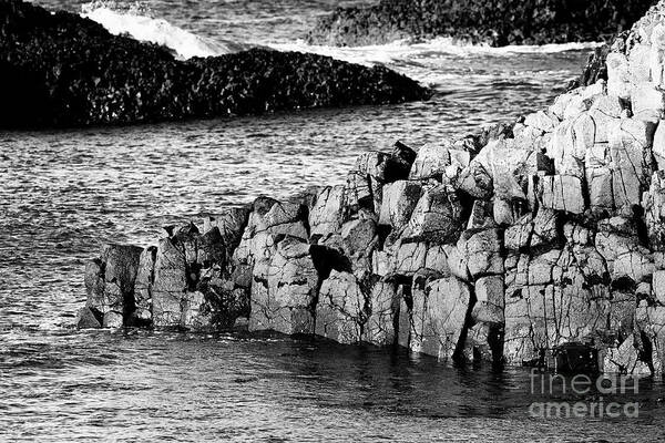 Strata Art Print featuring the photograph downfaulted basalt rock layers part of the county antrim coastline at Ballintoy county antrim northe by Joe Fox