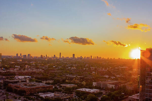 Houston Downtown Skyline Sunset Art Print featuring the photograph Downtown Houston 3 by Rocco Silvestri