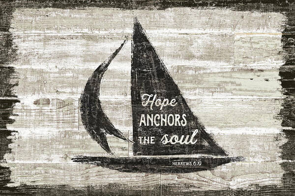 Black Art Print featuring the painting Driftwood Coast Scripture II by Sue Schlabach