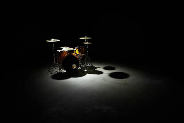 Shadow Art Print featuring the photograph Drum Kit, Elevated View by Thomas Northcut