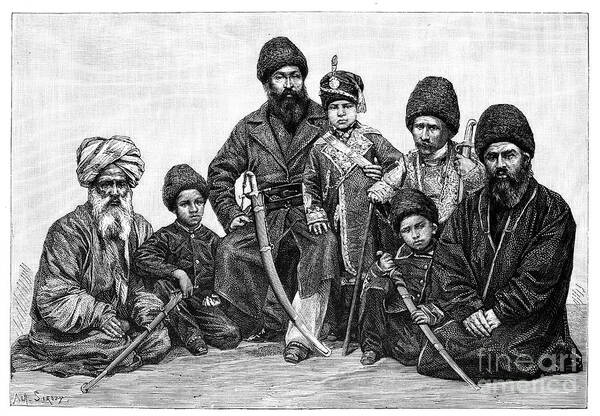 Engraving Art Print featuring the drawing Durrani Chiefs, Afghanistan, 1895 by Print Collector