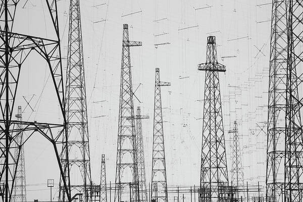 Electricity Pylon Art Print featuring the photograph Electricity Towers, Howick by David Henderson