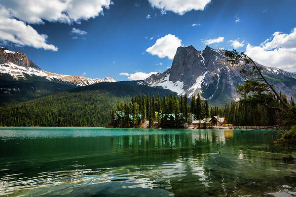 Mountain Art Print featuring the photograph Emerald Lake Lodge Summer by Monte Arnold