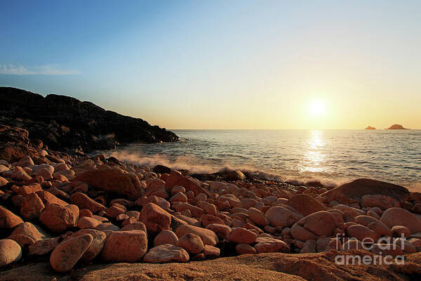 Porth Nanven Art Print featuring the photograph Evening Glow at Porth Nanven by Terri Waters