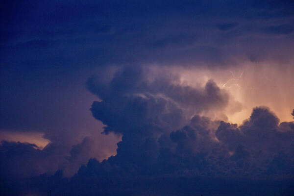 Nebraskasc Art Print featuring the photograph Evening Supercell and Lightning 055 by Dale Kaminski