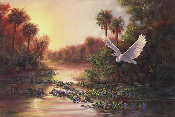 Landscape Art Print featuring the painting Everglades Sunset by Lynne Pittard