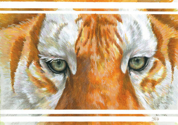 Golden Tabby Tiger Art Print featuring the painting Eye-catching Golden Tabby Tiger by Barbara Keith