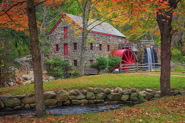 Grist Mill Art Print featuring the photograph Fall Foliage at the Grist Mill by Kristen Wilkinson