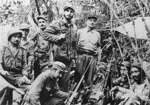 1980-1989 Art Print featuring the photograph Fidel Castro And Others In Jungle by Bettmann