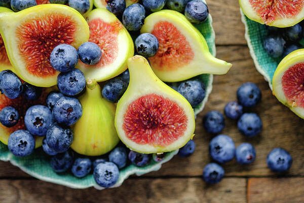 Food Art Print featuring the photograph Figs and Blueberries by Nicole Young