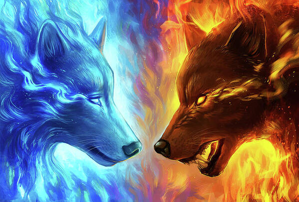 Fire And Ice Art Print featuring the mixed media Fire And Ice by Jojoesart