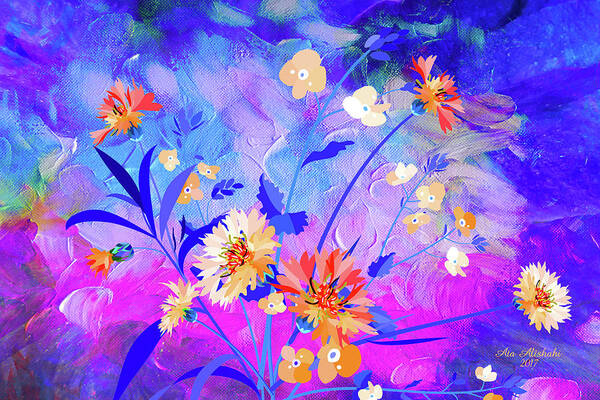 Flower Art A1 Art Print featuring the mixed media Flower Art A1 by Ata Alishahi