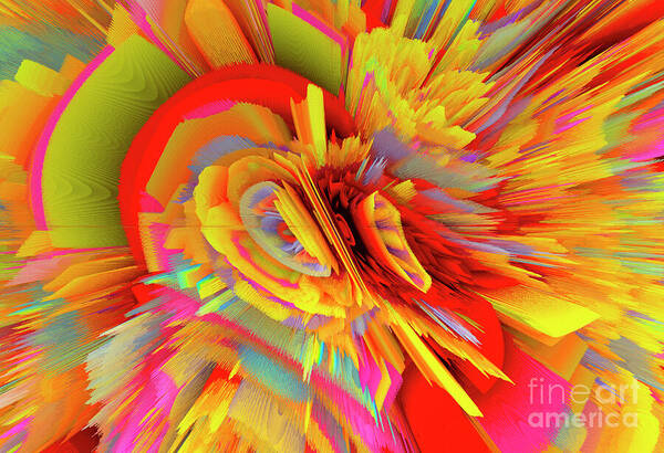 Bright Colors Art Print featuring the mixed media A Flower In Rainbow Colors Or A Rainbow In The Shape Of A Flower 8 by Elena Gantchikova