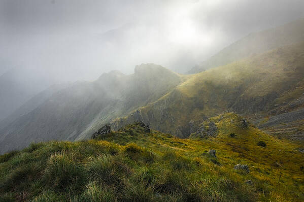 Fog Art Print featuring the photograph Fog And Light Play With The Rocks! by Alessandro Traverso