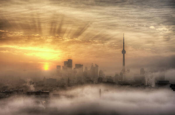 Toronto Art Print featuring the photograph Foggy Toronto Sunrise by Richard Gottardo - Info@richardgottardo.com