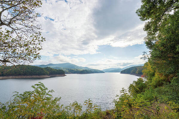 Clouds Art Print featuring the photograph Framed Mountain Lake by Joe Leone