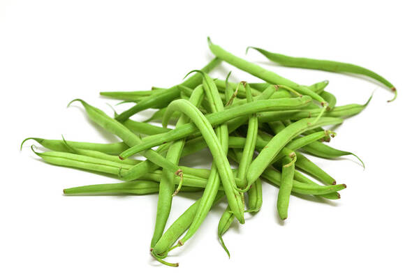 White Background Art Print featuring the photograph Fresh Green Beans by Ursula Alter