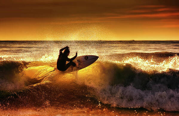 Surfer Art Print featuring the photograph Front Side by Marco Petracci