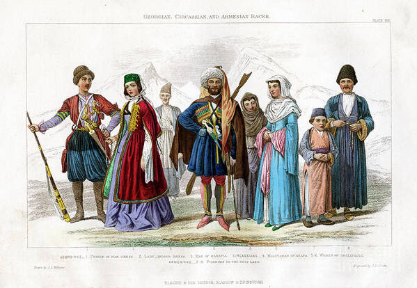 Engraving Art Print featuring the drawing Georgian, Circassian And Armenian by Print Collector