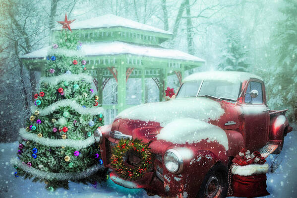 1939 Art Print featuring the digital art Getting Ready for Christmas on a MIsty Morning by Debra and Dave Vanderlaan