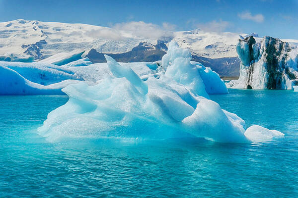 Iceland Art Print featuring the photograph Glacier Lake Blue Iceberg by Amanda Jones