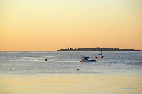 Beverly Art Print featuring the photograph Golden light over Beverly MA and Bakers Island Sunrise by Toby McGuire