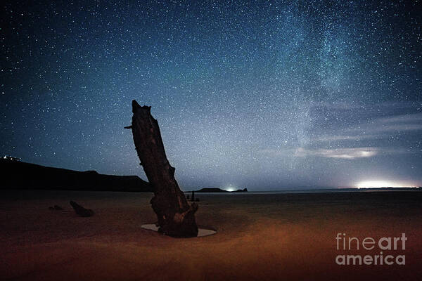 Wales Art Print featuring the photograph Gower Helvetia at Night by Minolta D