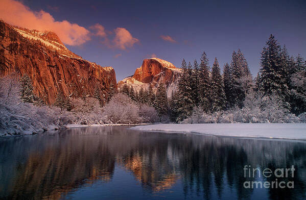 Dave Welling Art Print featuring the photograph Half Dome Merced River Winter Yosemite National Park California by Dave Welling