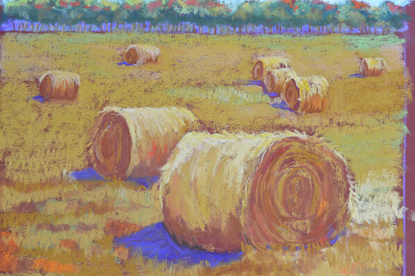 Hay Bales Ii Art Print featuring the painting Hay Bales II by Pat Olson Fine Art And Whimsy