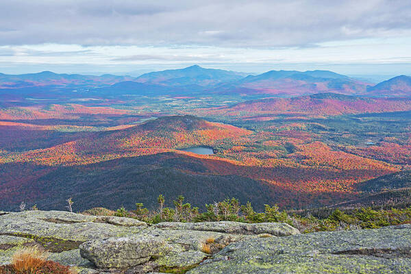 Adirondacks Art Print featuring the photograph Heart Lake and Whiteface Mountain as seen from the Summit of Wright Mountain Adirondacks by Toby McGuire