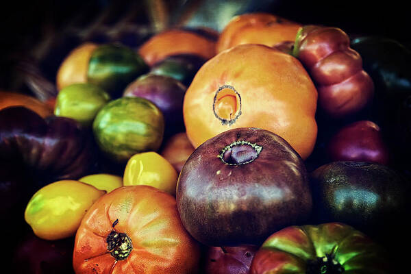 Fruit Art Print featuring the photograph Heirloom Tomatoes at the Farmers Market by Scott Norris