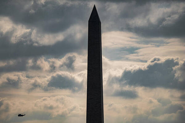 Washington Monument Art Print featuring the photograph Helicopter And Washington Monument by The Washington Post