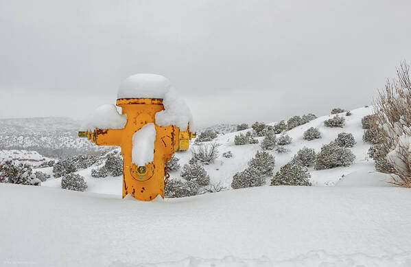 Snow Art Print featuring the photograph High Desert Hydrant by Britt Runyon