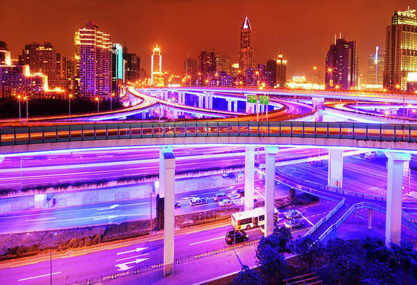 Chinese Culture Art Print featuring the photograph Highway In Shanghai, China by Nikada
