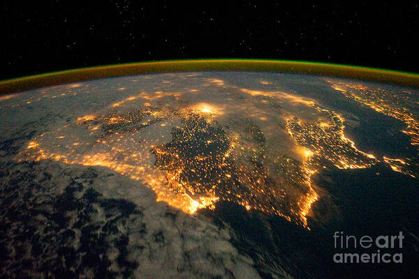 Aerial Art Print featuring the photograph Iberian Peninsula from Space by NASA Johnson Space Center